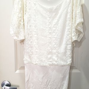 White Short Sleeve Lace Minidress Jr Small